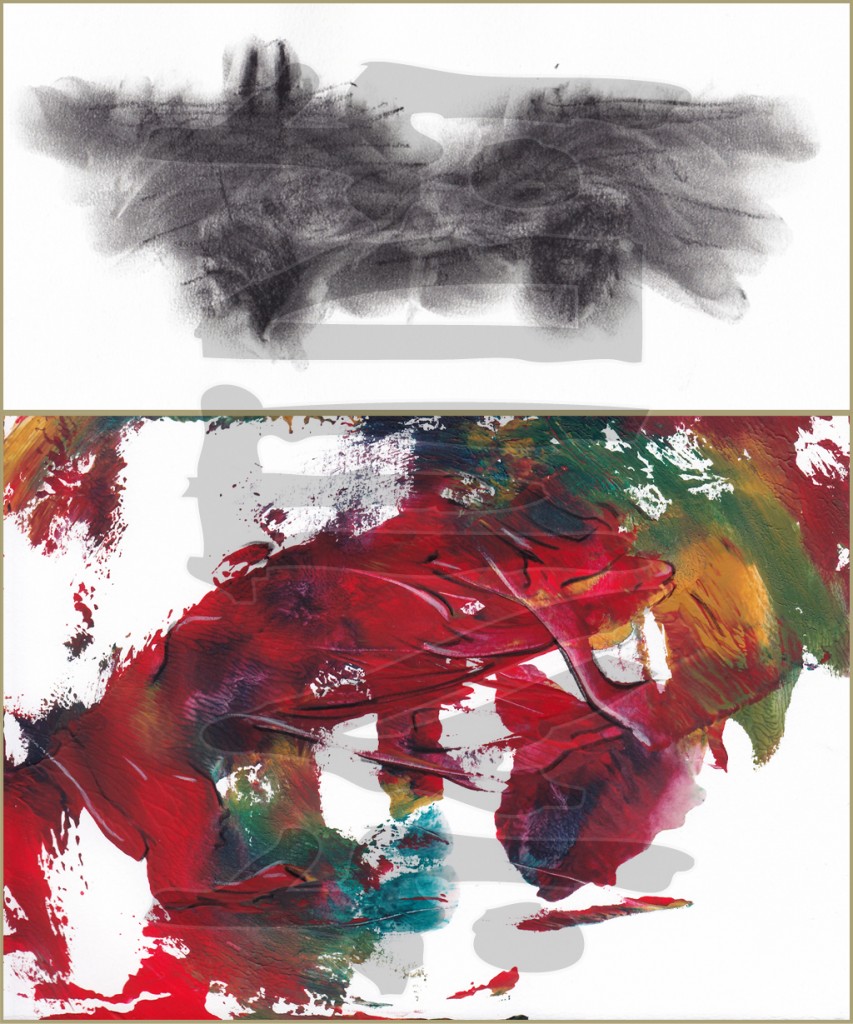 ABSTRACT - kresba (hore) & maľba (dole)